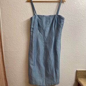 Vintage Harold’s Square Neckline Midi Shift dress Linen Silk Blend 10 M